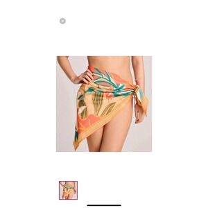 Vitamin A Tropical Botanical Print Sarong Cover Up One Size Fits Most